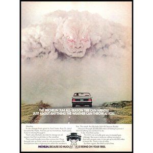 1984 Michelin Tires XA4 All Season Radial Vintage Print Ad Dust Cloud Storm Art